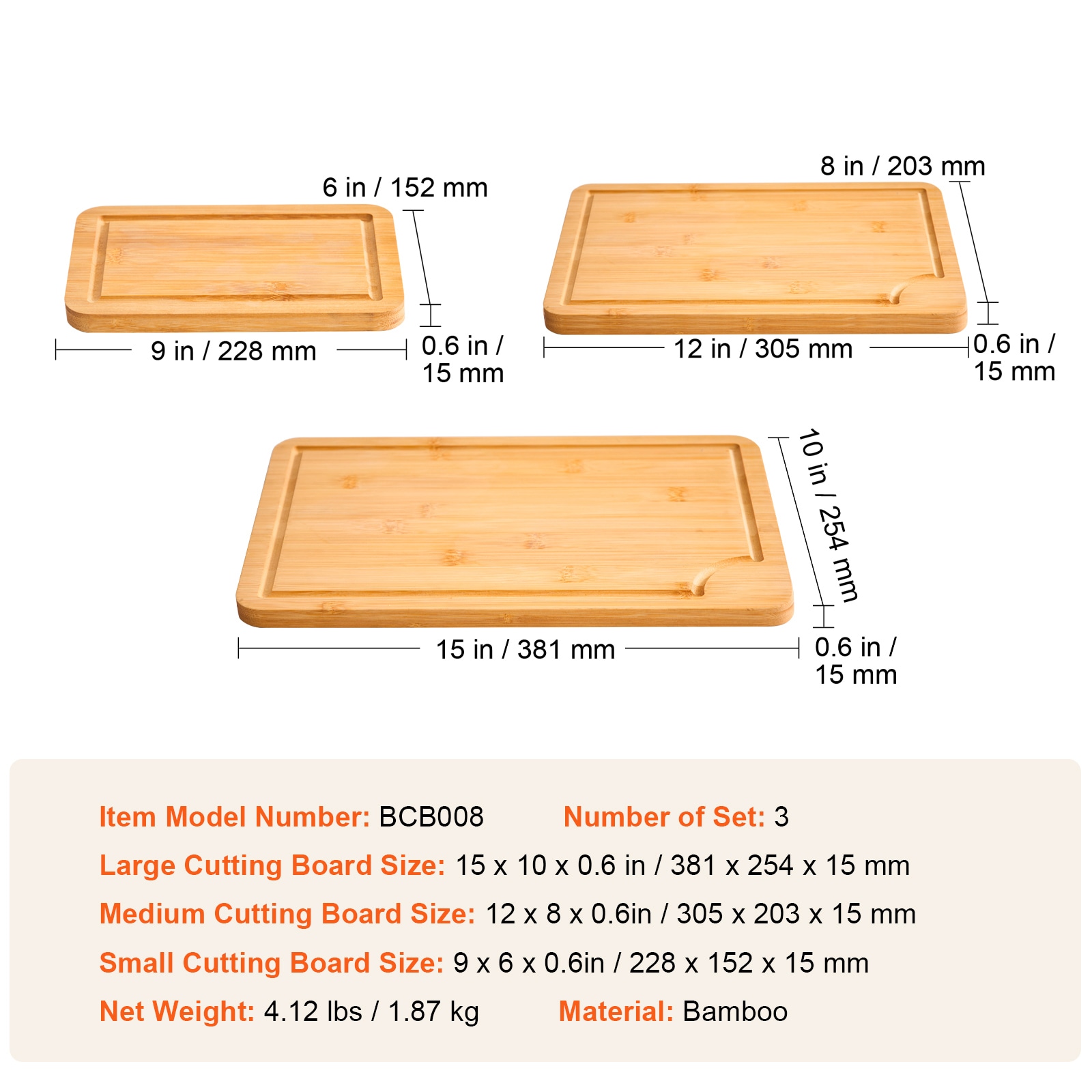 Bamboo Cutting Board Premium Versatile Cut Board With Built-in Handle_voghion.com